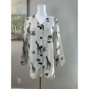 Cattell Vnitage Giraffe Print Jacket Safari Animal Print Made in Usa Size L